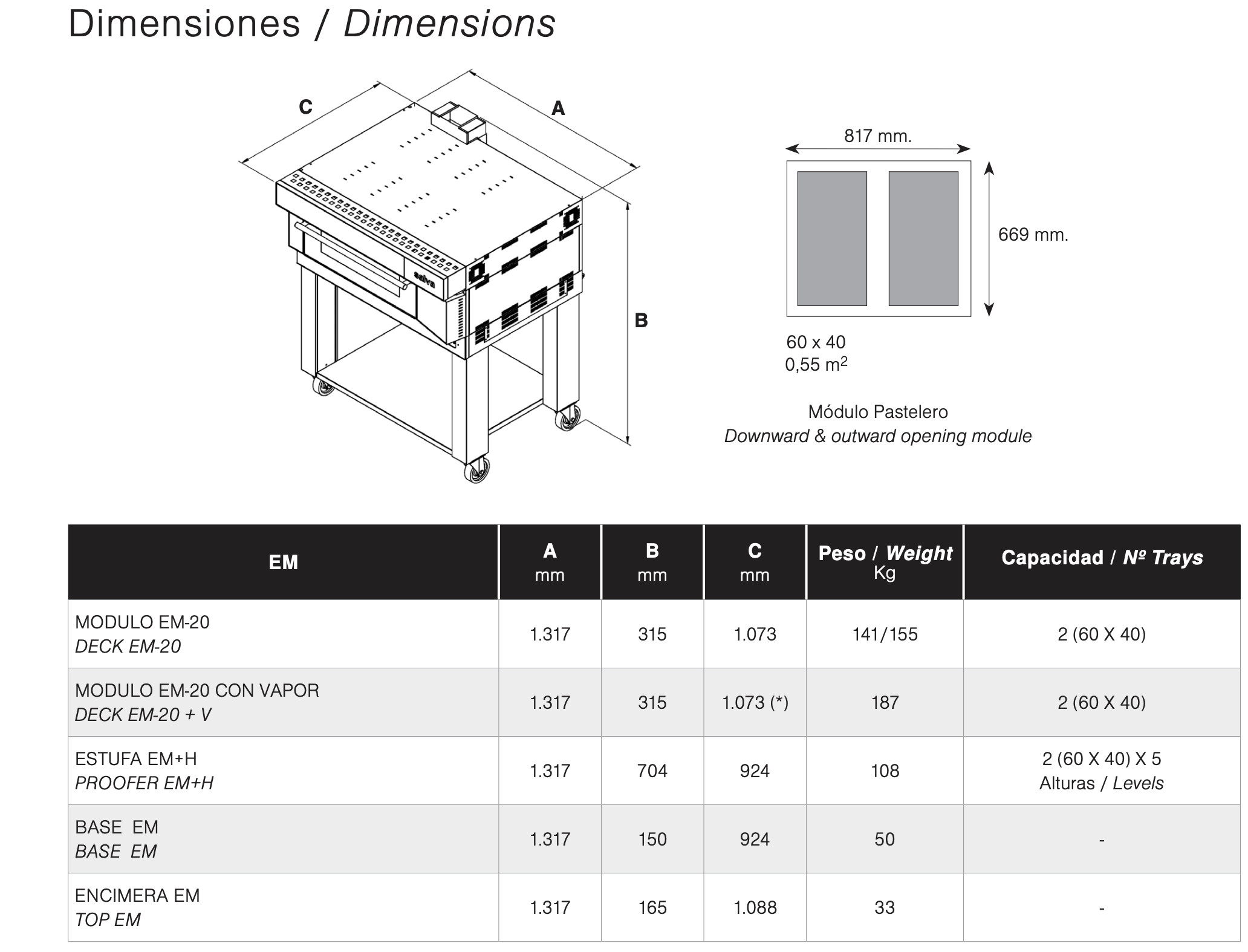 SALVA EM-20 MODULAR PASTRY DECK OVEN