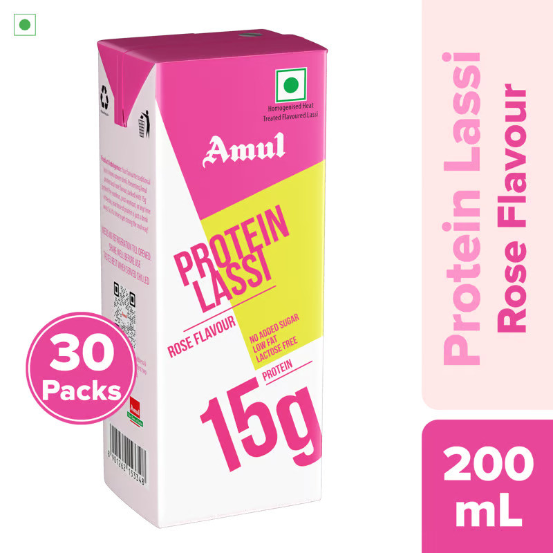 Amul High Protein Rose Lassi, 200mL